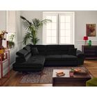 BESTMOBILIER Dimas - canapé d'angle gauche 5 places - convertible avec coffre et têtières réglables - en velours - Noir