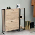 IDMARKET Meuble à chaussures 12 paires LUIS 2 portes avec étagère design industriel