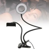 QUT Selfie Ring Light 10 niveaux de luminosité 3 couleurs de lumière 5000K LED Camera Ring Light pour Salon Make Up Noir HJ011