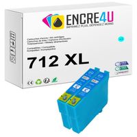 Cartouches d'encre compatibles 712 XL Cyan pour Epson T712 T0712 - Lot de 2 ENCRE4U