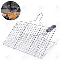 HTBE® Outils de barbecue Filet de barbecue extérieur en acier inoxydable Clip de barbecue carré Clip de barbecue Support de poisson 