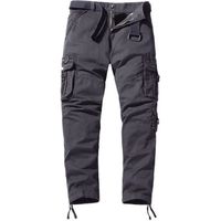 Pantalon Cargo Multi Poches Homme en Coton Coupe Droite Casual Pantalon Couleur Unie Tissu Confortable