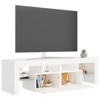 Meuble TV - VINGVO - Blanc - LED RVB - 140x35x40 cm