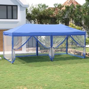 TONNELLE - BARNUM CHIC Anti-UV Tonnelle de Jardin Tente de réception pliable avec parois Bleu 3x6 m FR9962