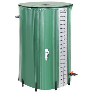 COLLECTEUR EAU - CUVE  Eulenke Récupérateur d'eau de pluie Pliable 380L vert 100x70cm Récupérateur d'eau de pluie tiges de support en pvc COLLECTEUR D'EAU
