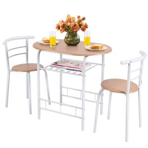 TABLE DE CUISINE  Giantex Table et 2 Chaises en bois et Tubulaire ac