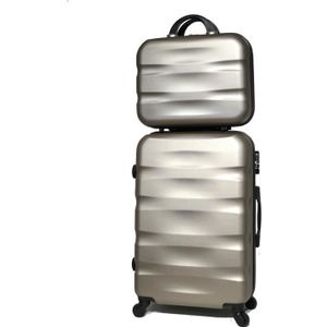 PURE Blanc Bagage 4 roulettes avec Cadenas TSA Valise Rigide de Petite Taille Design marbre 42 litres Taille S 