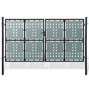 PORTAIL - PORTILLON Fangming-Portail simple de clôture Noir 300x225 cm