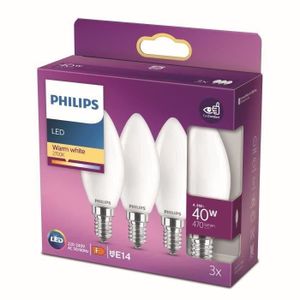 AMPOULE INTELLIGENTE Philips, pack de 3 ampoules E27 LED 40W, blanc chaud