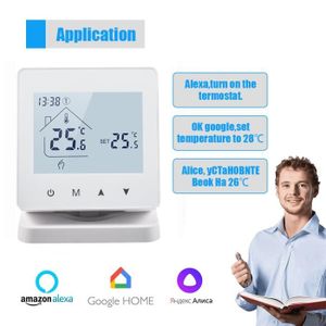 THERMOSTAT D'AMBIANCE Thermostat connecté Tuya WiFi, Thermostat intelligent pour chaudière à gaz, Chauffage domestique Alimenté par batterie-usb