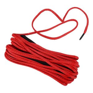 TREUIL AUTO Pwshymi corde de treuil synthétique Corde synthétique de 15M, 7700LBS, câble de treuil de remplacement en auto frein B Un (rouge)