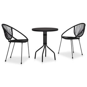 Ensemble table et chaise de jardin Ensemble de bistro 3 pcs Rotin PVC Noir 48567