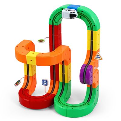 VINGVO Jeu de pistes de train électrique avec voiture de course enfant