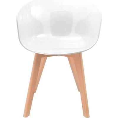 Atmosphera - Chaise assise transparente pieds façon Chêne collection