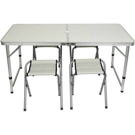 STUDIO@ Table Pliante Transportable, Table en Plastique Robuste，Avec Chaises  *4, POUR JARDIN ET CUISINE-120 * 60 * 55-70cm - Cdiscount Jardin