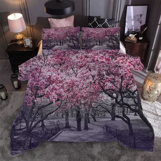 Housse de Couette - Fleur Rose - Impression 3D - Microfibre - 200x200cm