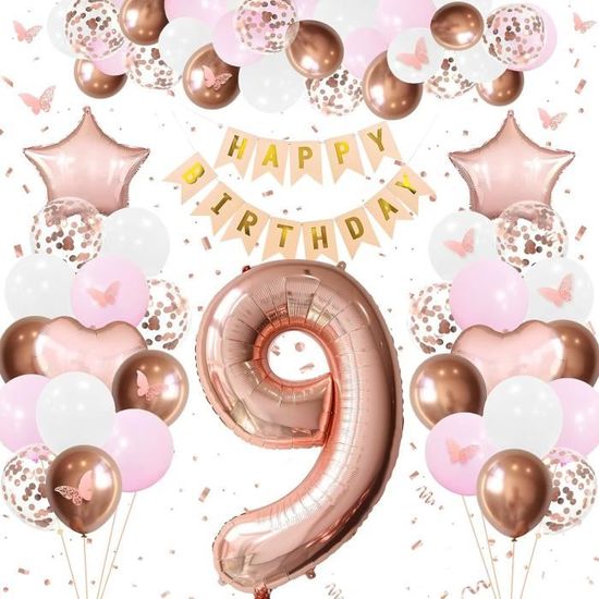 Déco Ballons 30ème Anniversaire Femme Or Rose - Numéro 40 Et Plus - Marque Floating Away, Neuf