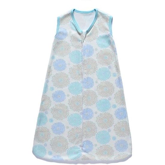 Couverture emmaillotage été en coton pour bébé - sans manches - 3-12 mois - Bleu