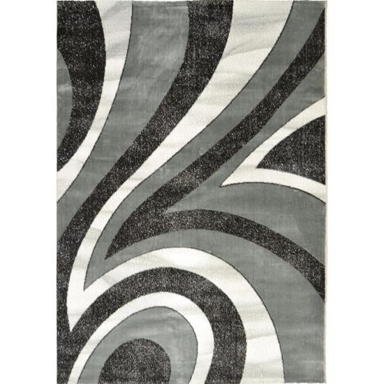 BAHIA Tapis de salon 120x170 cm gris, noir et blanc