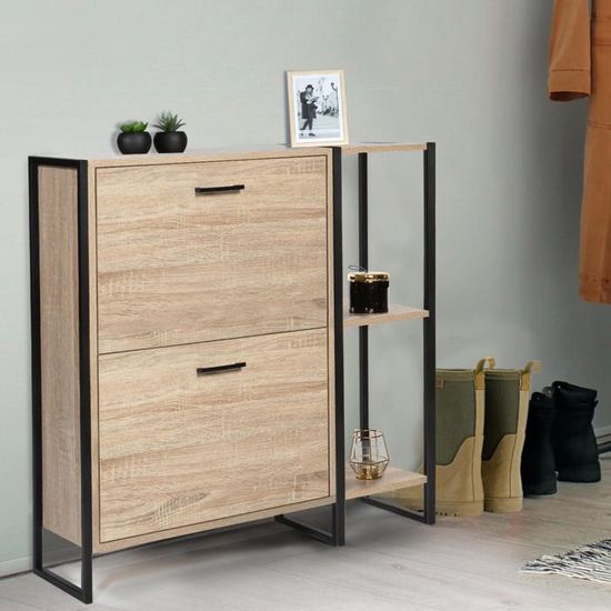 Meuble à chaussures IDMARKET LUIS 2 portes 12 paires design