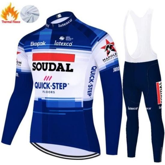 Tenue De Cyclisme Homme Hiver - Maillot Manches Longues Thermique + Cuissard Rembourré 9D, Polaire Chaude