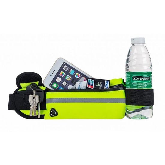 RACEFUEL Ceinture de course avec 2 bouteilles d'eau de 200 ml, étanche, avec compartiment pour téléphone portable, idéal pour le triathlon, la course, le cyclisme (noir