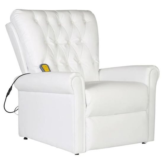 844MAGICSALE®Fauteuil de massage Fauteuil Electrique|Fauteuil de soins|Relaxation de Salon Blanc Similicuir,78 x 94 x 91 cm BEST Oct