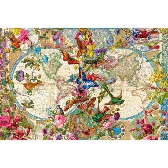 Puzzle 3000 pièces - Ravensburger - Carte de la flore et de la faune - Voyage et cartes - Adulte - Vert