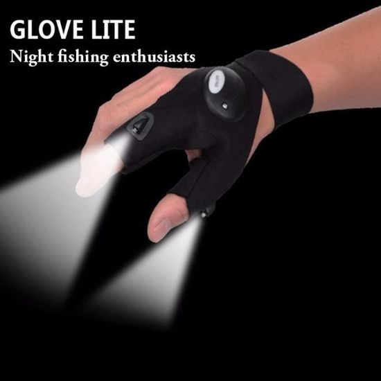 révéler-Gants Queshark Glovelite lumineux LED Gants de pêche légers Camping Gants d'équitation lumière extérieure