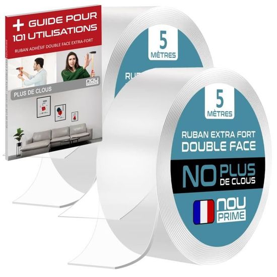 Generisch - Ruban Adhésif Double Face Extra Fort, 60 Rouleaux, Transparent Et Amovible