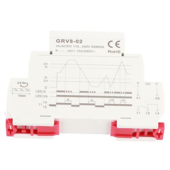 Relais De Surveillance Tension GRV8-02 Monophasé - Protection Surtensions A220