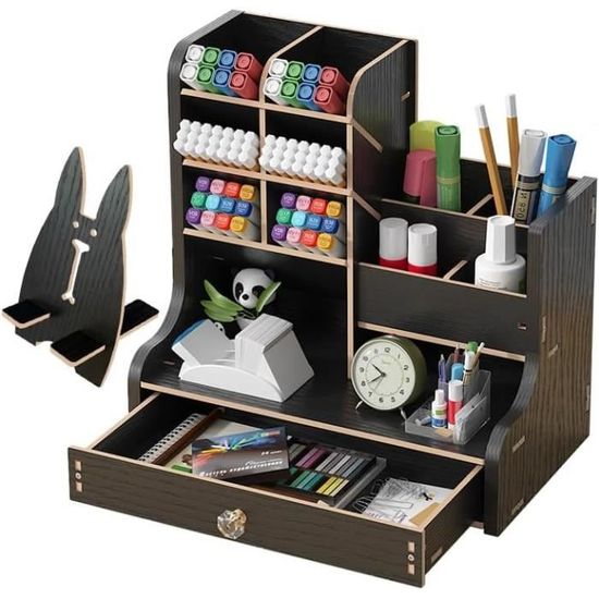 Organiseur De Bureau En Bois - Grand Trieur Pour Papiers A4, Livres, Fournitures - Dimensions 38.8 X 29 X 28 Cm Organisateur De Bureau Bois