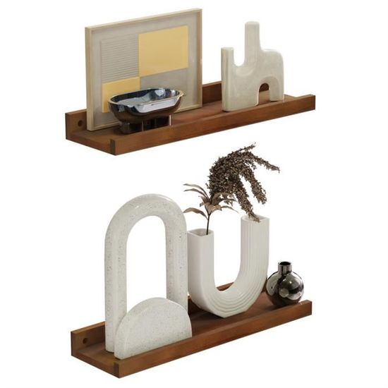 Étagère D'Angle Murale En Bambou - Lot De 2, 25x25cm, Support Jusqu'à 25kg, Pour Salon/Cuisine/Salle De Bain - 8