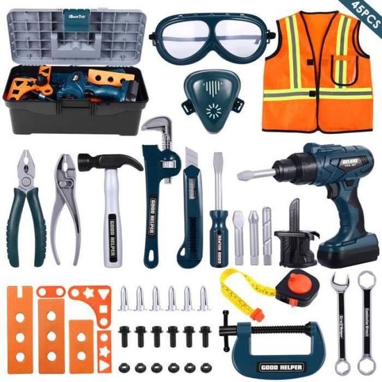 Perceuse électrique pour enfants, boîte à outils ours, jeux de perçage jeu d'imitation - Jeux - Jouets Perceuse électrique pour enfants, boîte à outils ours, jeux de perçage jeu d'imitation - Jeux - Jouets