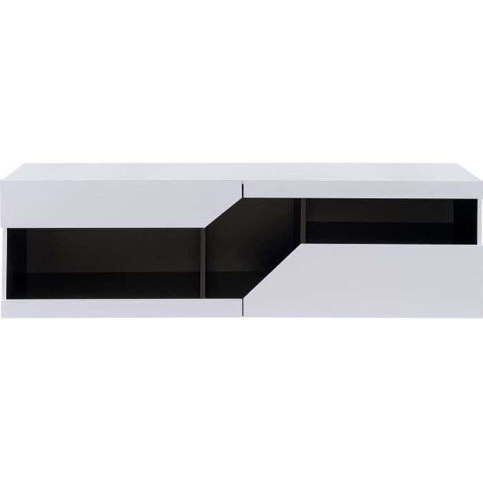 Meuble TV contemporain Panneaux de particules et MDF Blanc et