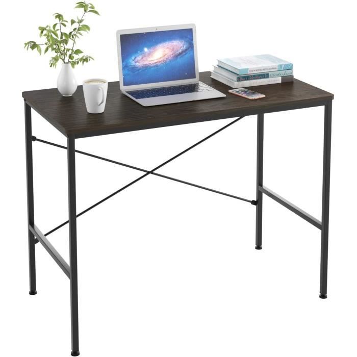 Table d'ordinateur Table de bureau en Bois métal stable au design industriel noir grand 100 x 52 x 76cm