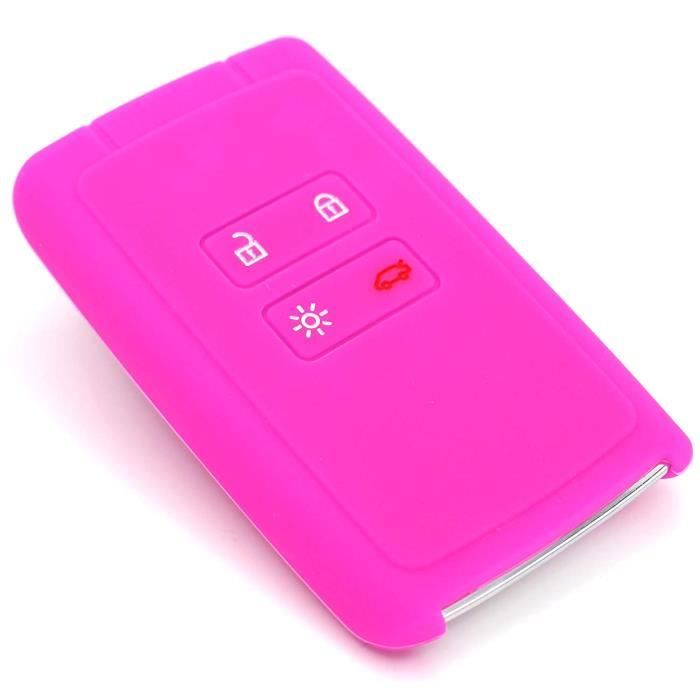 Coque en silicone Finest-Folia - Pour clé de voiture à 4 boutons rose fluorescent 1014