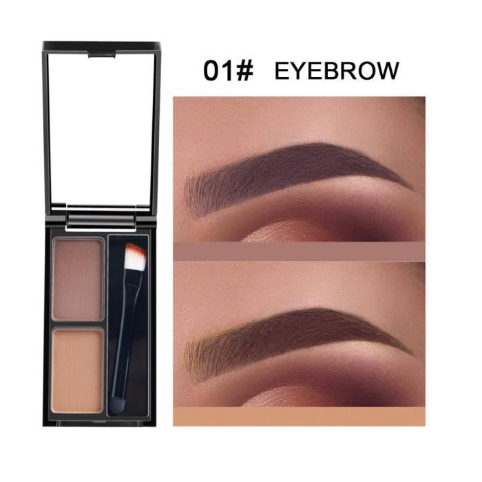 crayon à sourcils Kit d'ombrage cosmétique de palette de sourcil de poudre de sourcil de 2 couleurs avec le miroir de brosse A