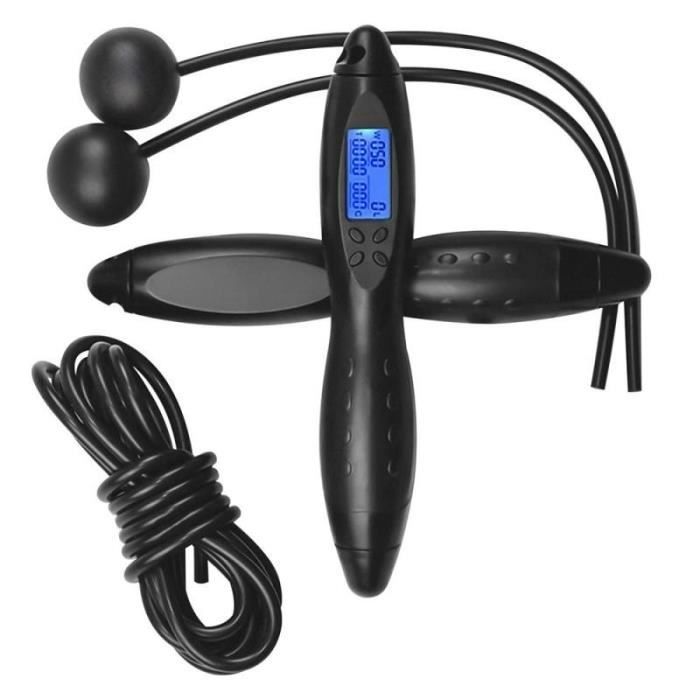 Corde à Sauter Intelligente Consommation De Calories Électronique Saut À Corde Numérique Fitness Intérieur Corde À Sauter Noir