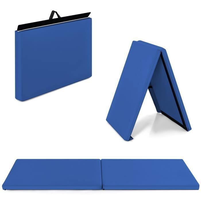 COSTWAY Tapis de Gymnastique Pliable 180 x 60 x 3,8cm Matelas de Fitness Portable Natte de Gym pour Fitness, Yoga, Sport et Exercice