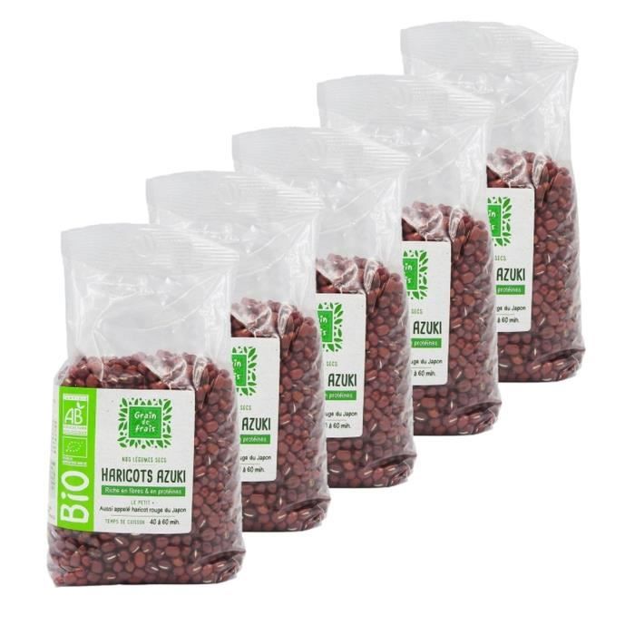 Grain de Frais - Lot 5x Haricots azuki BIO - Sachet 500g