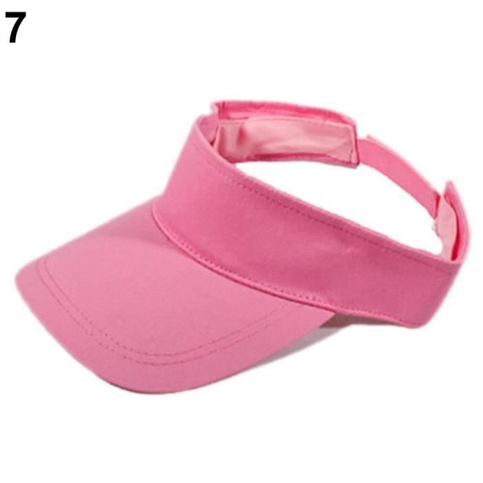 Hommes Femmes Eté Réglable Soleil Visière Tennis Golf Chapeau Topless Casquette Extérieure Rose H05443