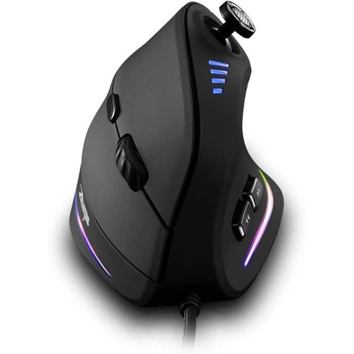 CLAVIER D ORDINATEUR Zelotes Souris Verticale avec Barre de controcircle100007000400025001500dpiUSB Optique Souris Ergonomique Ve835