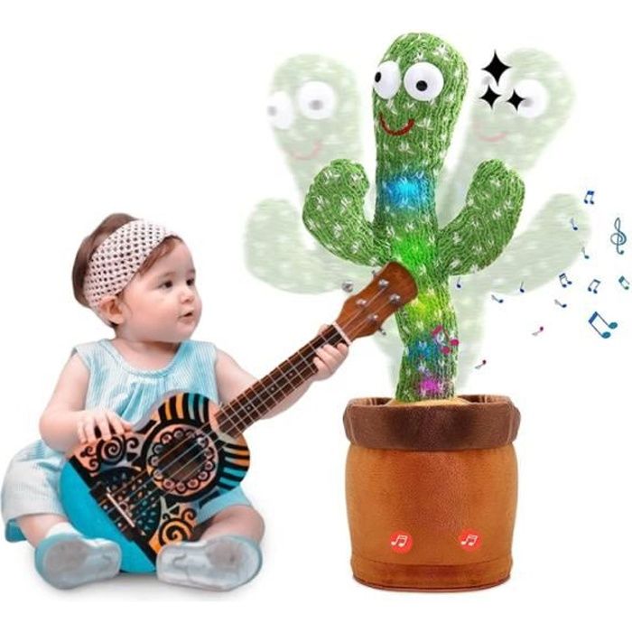 Cactus Qui Danse et Répète Francais,Le Cactus Qui Parle et Qui Danse,Talking Cactus Peluche Musical Bebe,Jouet Cactus Qui