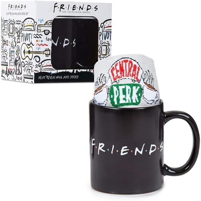 serie tv tasse a cafe et chaussettes central perk - coffret cadeau pour les fans de la série avec mug magique thermoréactif