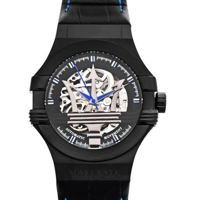MONTRE Homme MASERATI Automatique Cadran Squelette en Argent. R8821108009