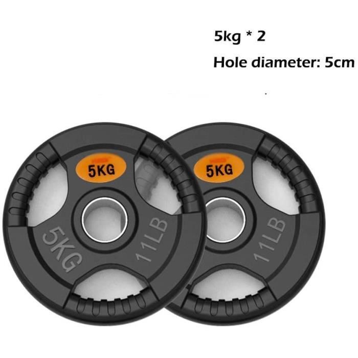 Haltères re Olympiques Poids Disque En Caoutchouc 50 Mm Set De Disques Dhaltegraveres Avec Trous De Preacutehension En Fonte5kg2335