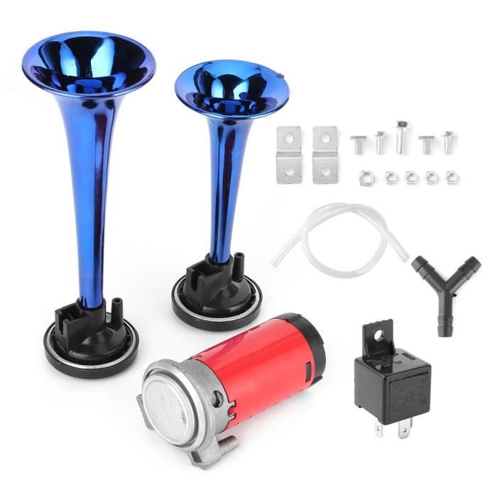 Drfeify Trompette de voiture universelle Klaxon à Air 12V Double Trompette à Son Fort 178dB avec Compresseur d'Air pour Camion