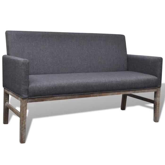 TENDANCES 2021 - Banc Banquette Design - Banc de salle à manger - avec coussin rembourré Tissu Hévéa Gris foncé GIF28060