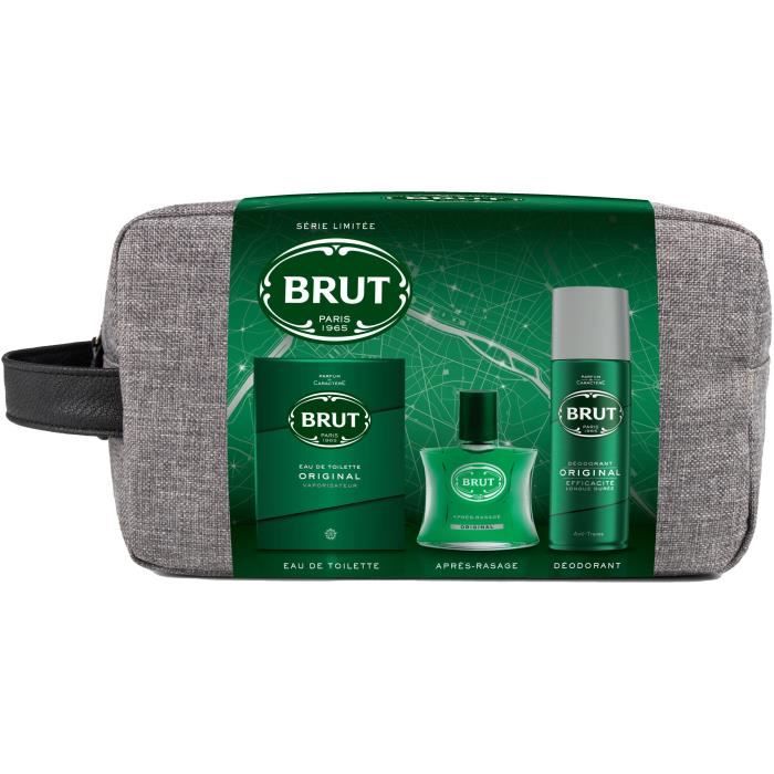BRUT Coffret Trousse Eau de Toilette, Déodorant & Après-Rasage Original